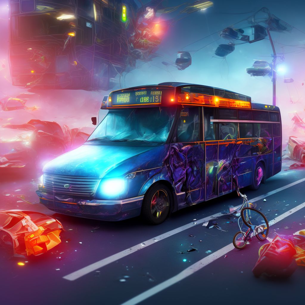 Driver of bus injured in collision with pedal cycle in nontraffic accident, initial encounter digital illustration