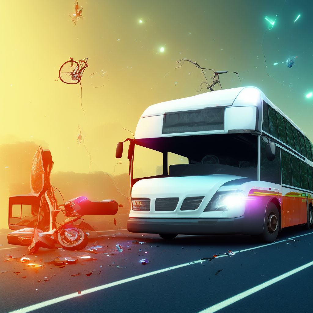 Driver of bus injured in collision with pedal cycle in nontraffic accident, sequela digital illustration