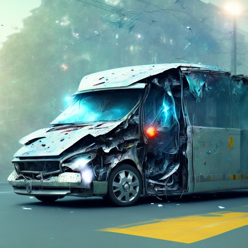 Unspecified occupant of bus injured in collision with pedal cycle in nontraffic accident, initial encounter digital illustration