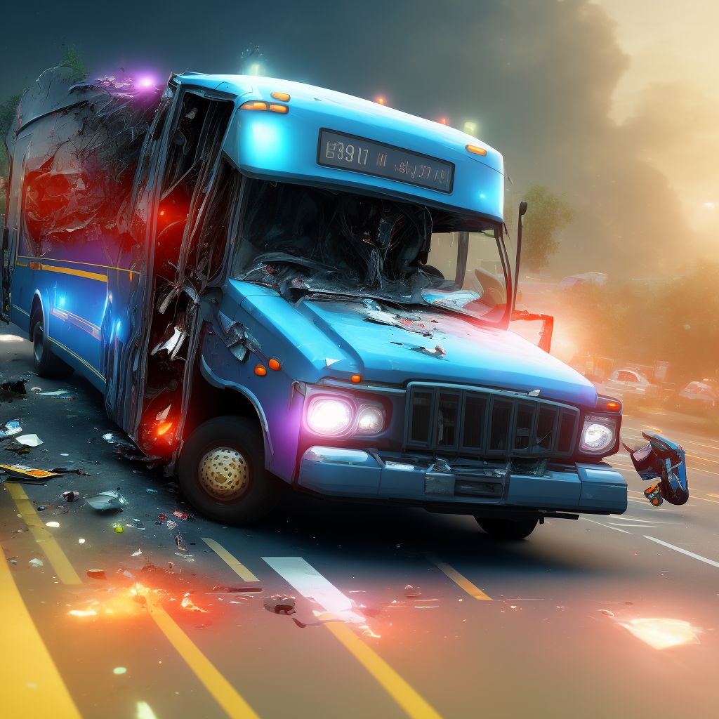 Driver of bus injured in collision with two- or three-wheeled motor vehicle in nontraffic accident, sequela digital illustration