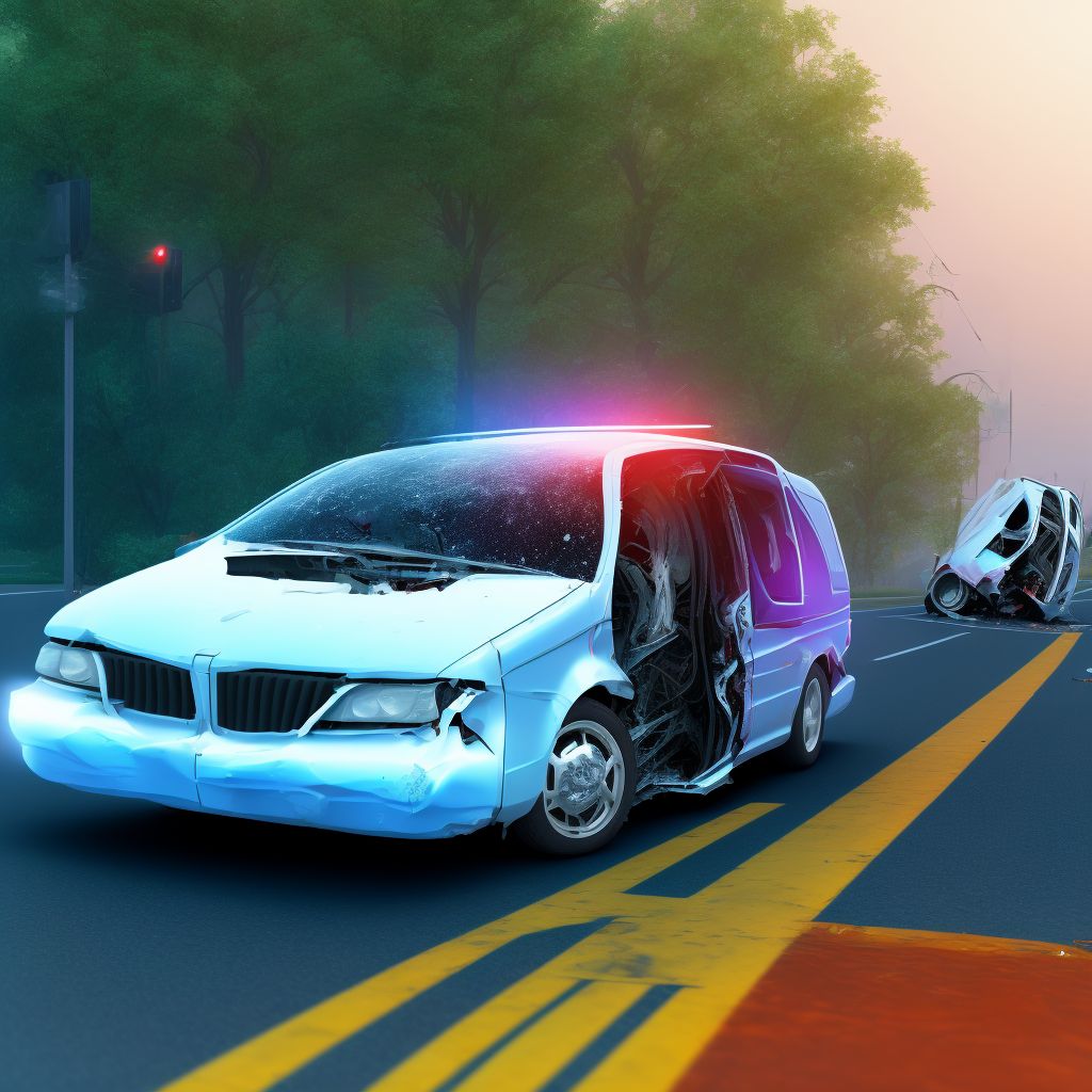 Unspecified occupant of bus injured in collision with two- or three-wheeled motor vehicle in nontraffic accident, subsequent encounter digital illustration