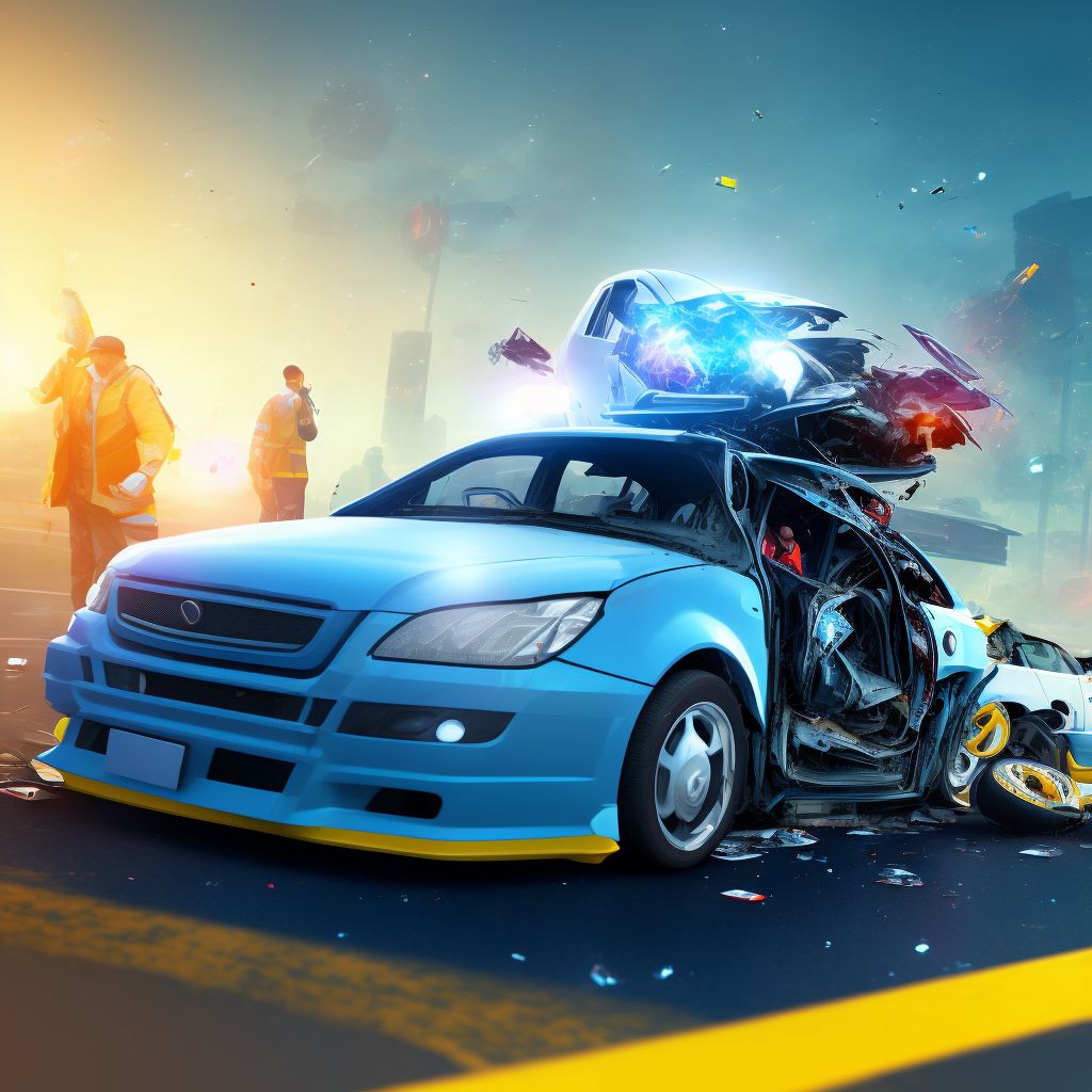 Driver of bus injured in collision with two- or three-wheeled motor vehicle in traffic accident, subsequent encounter digital illustration