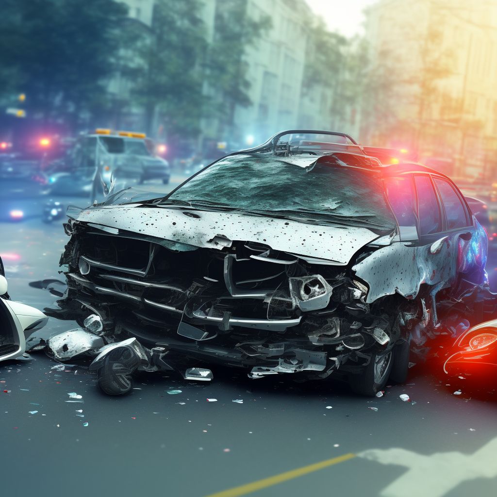 Unspecified occupant of bus injured in collision with two- or three-wheeled motor vehicle in traffic accident, subsequent encounter digital illustration