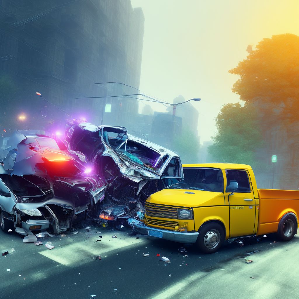 Driver of bus injured in collision with car, pick-up truck or van in nontraffic accident, subsequent encounter digital illustration