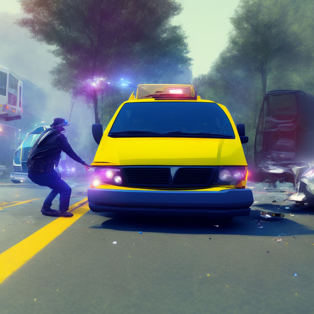 Person on outside of bus injured in collision with car, pick-up truck or van in nontraffic accident, initial encounter digital illustration