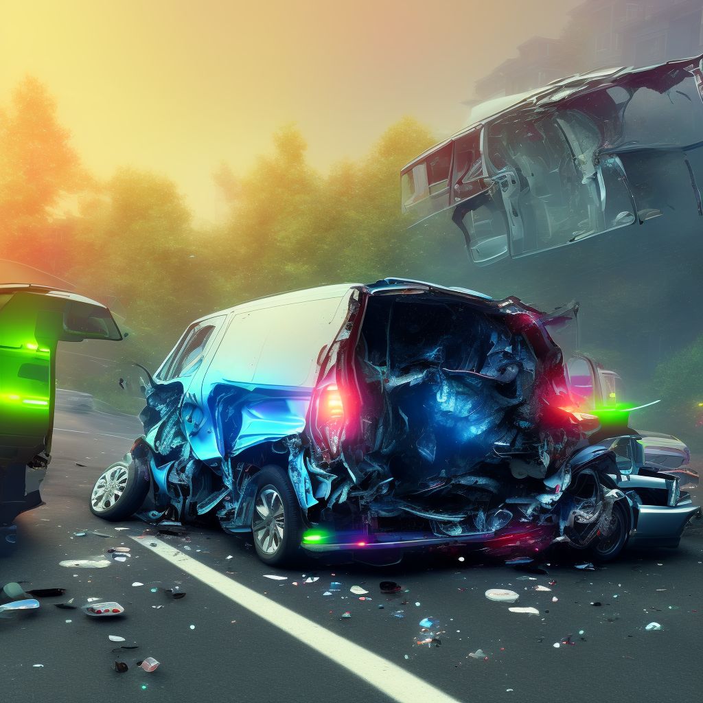 Unspecified occupant of bus injured in collision with car, pick-up truck or van in nontraffic accident, subsequent encounter digital illustration