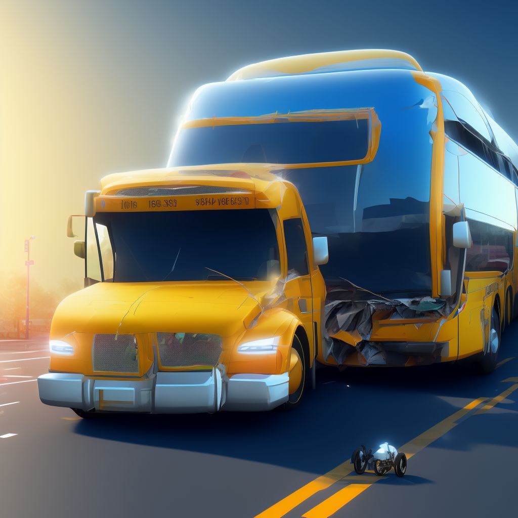 Passenger on bus injured in collision with heavy transport vehicle or bus in nontraffic accident, sequela digital illustration