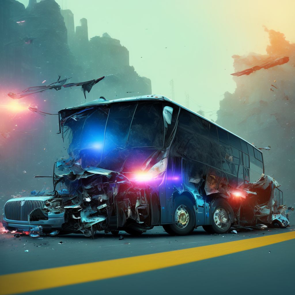 Driver of bus injured in collision with other nonmotor vehicle in nontraffic accident, initial encounter digital illustration