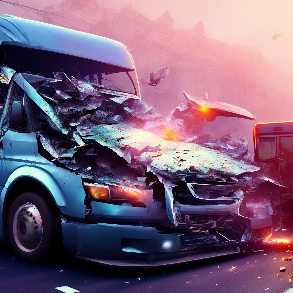 Passenger on bus injured in collision with other nonmotor vehicle in nontraffic accident, initial encounter digital illustration