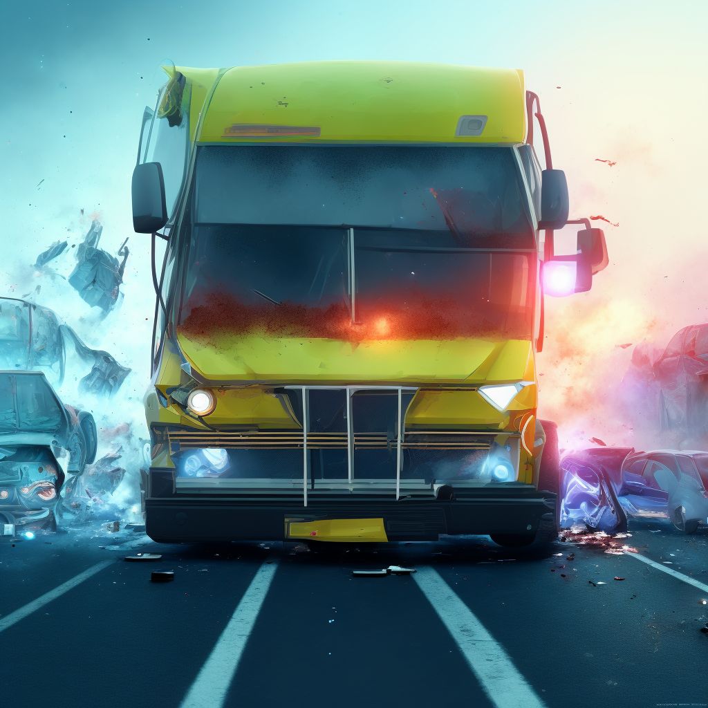 Person on outside of bus injured in collision with other nonmotor vehicle in nontraffic accident, initial encounter digital illustration