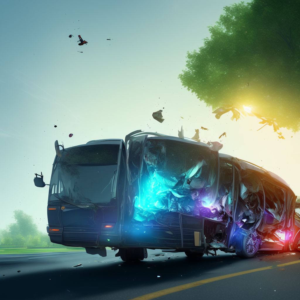 Person on outside of bus injured in collision with other nonmotor vehicle in nontraffic accident, sequela digital illustration