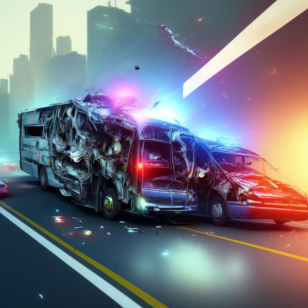 Driver of bus injured in collision with other nonmotor vehicle in traffic accident, subsequent encounter digital illustration