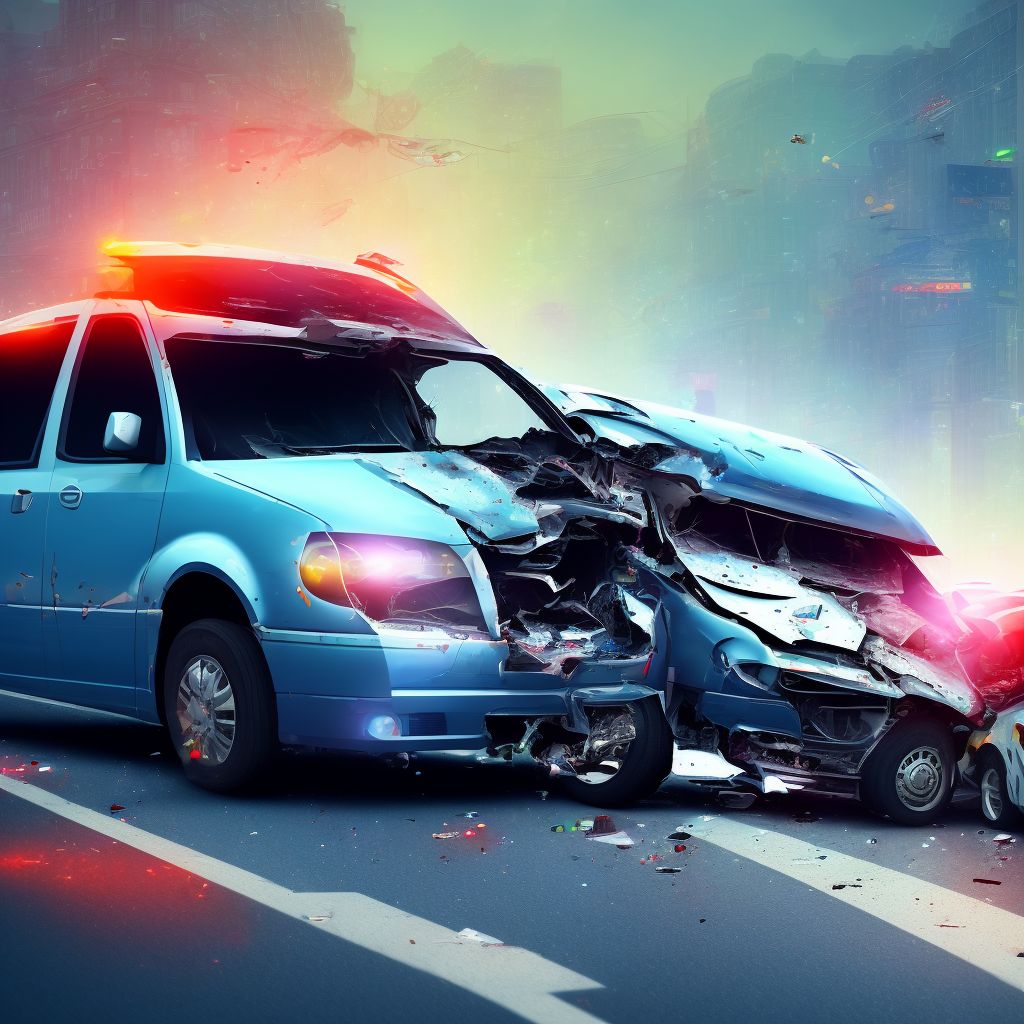 Passenger on bus injured in collision with other nonmotor vehicle in traffic accident, subsequent encounter digital illustration