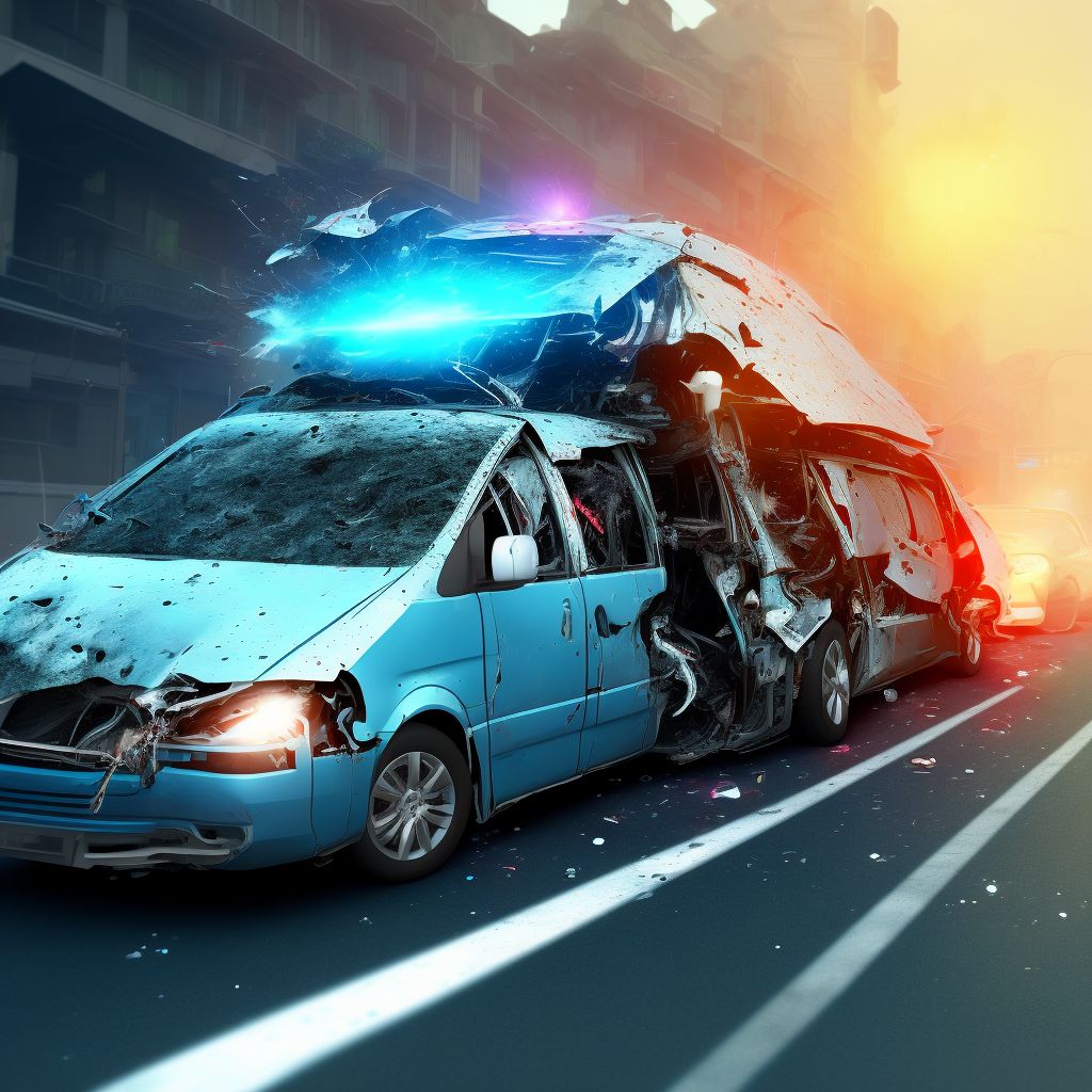 Unspecified occupant of bus injured in collision with other nonmotor vehicle in traffic accident, initial encounter digital illustration