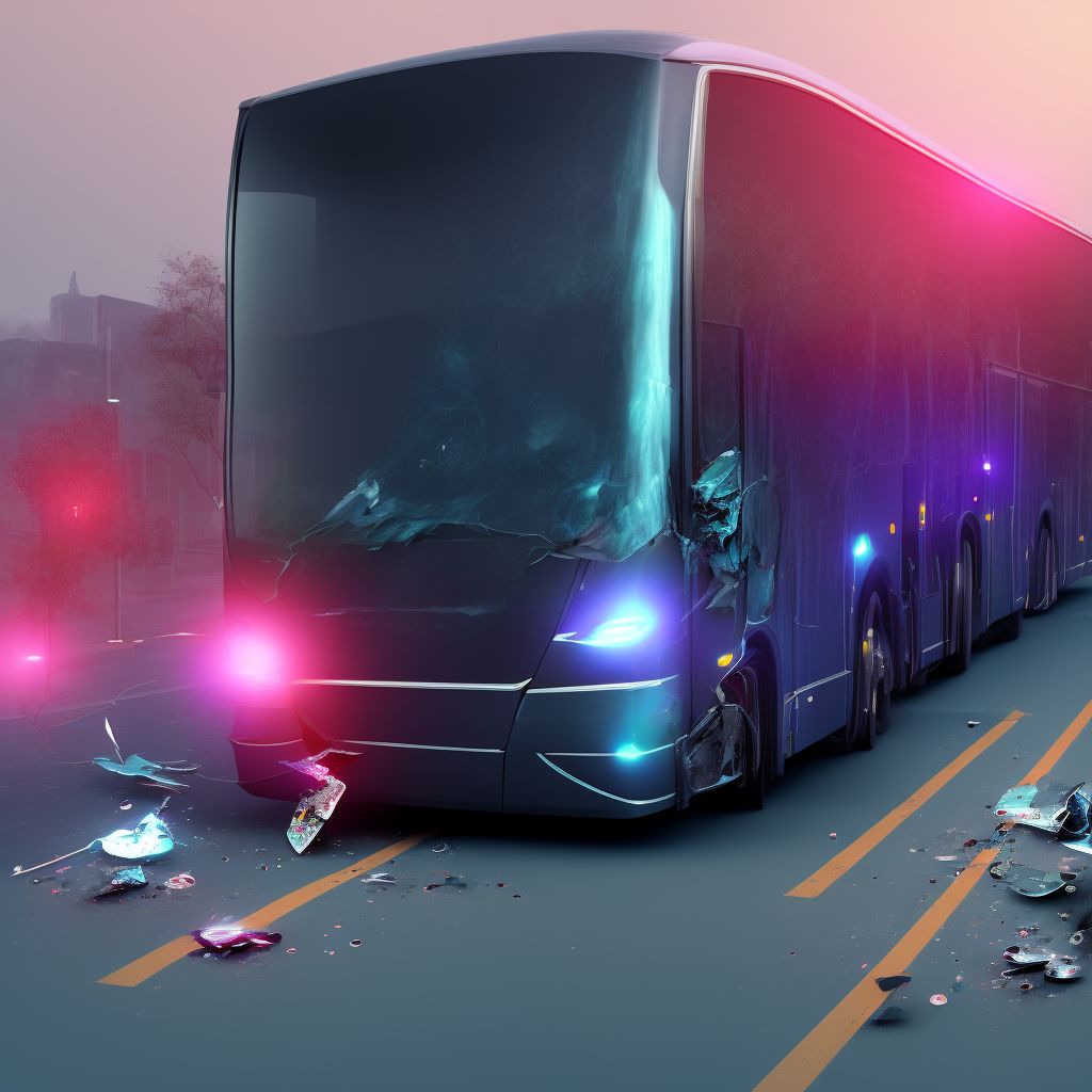 Unspecified occupant of bus injured in collision with fixed or stationary object in nontraffic accident, sequela digital illustration