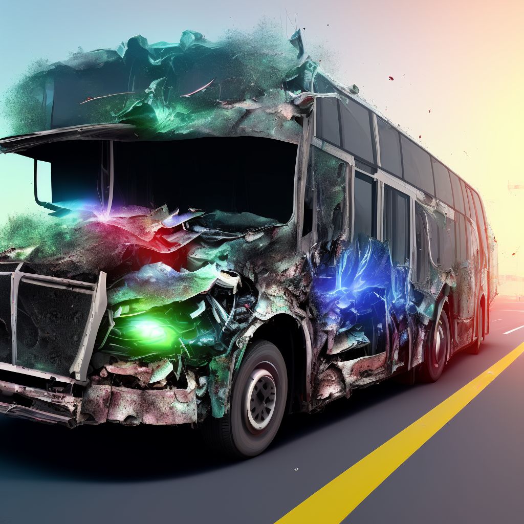 Driver of bus injured in noncollision transport accident in nontraffic accident, subsequent encounter digital illustration