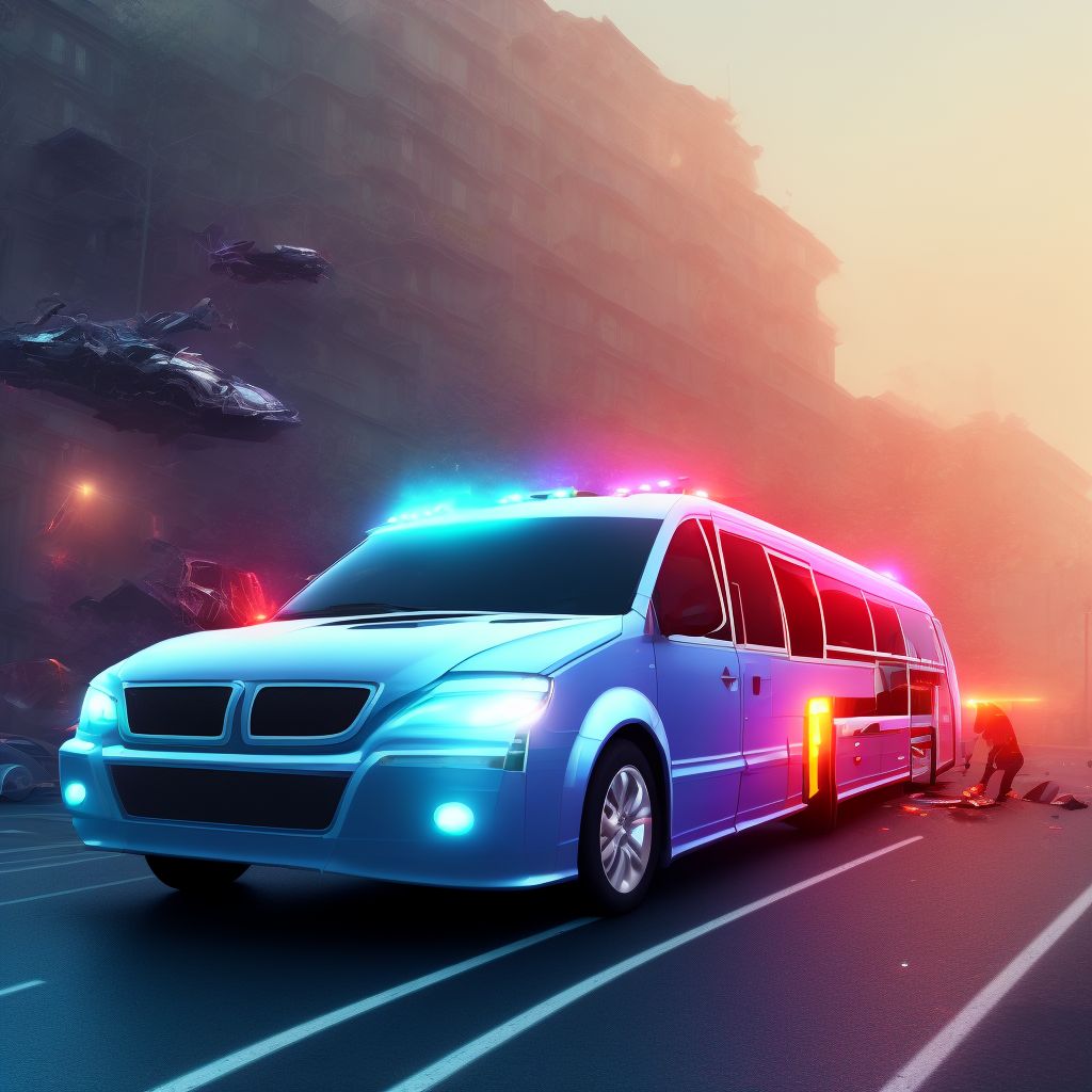 Person on outside of bus injured in noncollision transport accident in nontraffic accident, subsequent encounter digital illustration