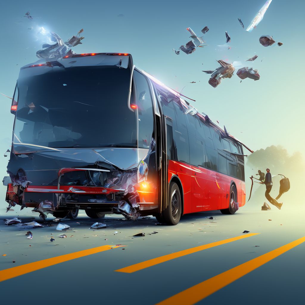 Person boarding or alighting from bus injured in noncollision transport accident, initial encounter digital illustration