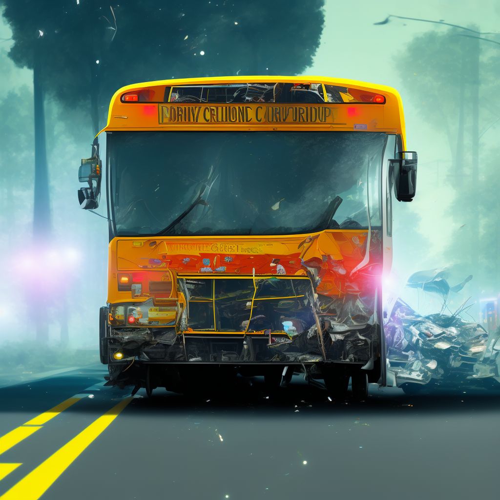 Driver of bus injured in noncollision transport accident in traffic accident, subsequent encounter digital illustration