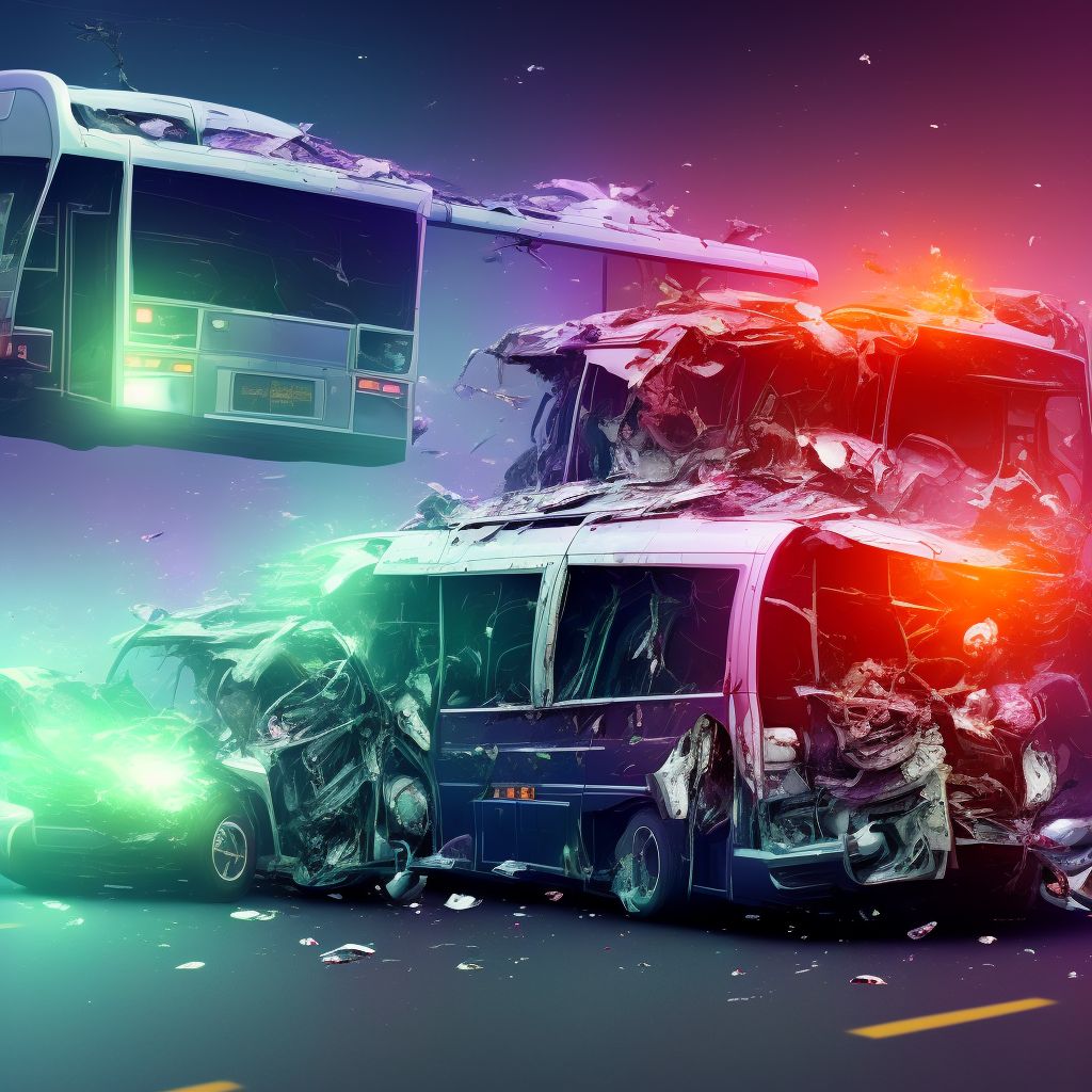 Passenger on bus injured in noncollision transport accident in traffic accident, initial encounter digital illustration