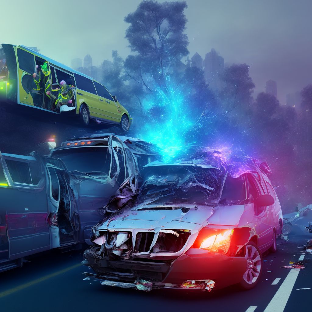 Person on outside of bus injured in noncollision transport accident in traffic accident, subsequent encounter digital illustration