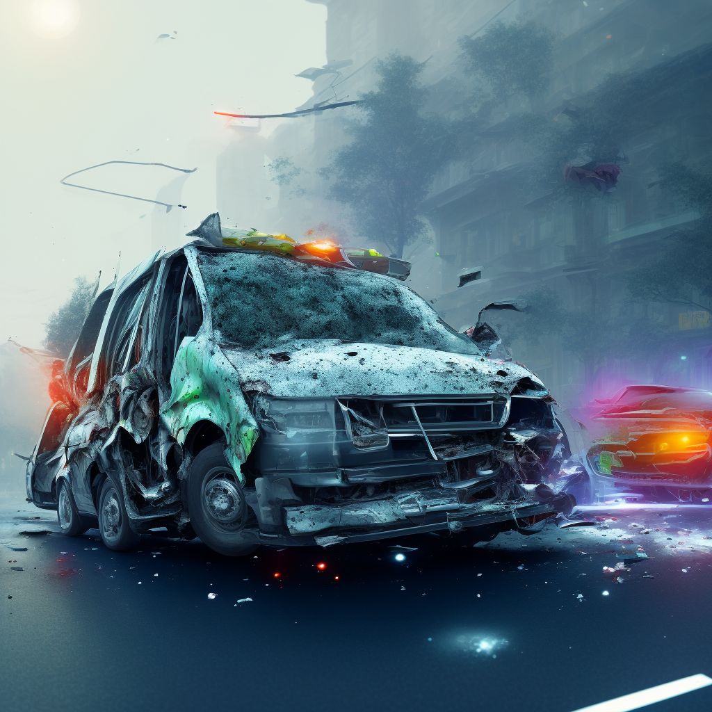 Passenger on bus injured in collision with unspecified motor vehicles in nontraffic accident, subsequent encounter digital illustration