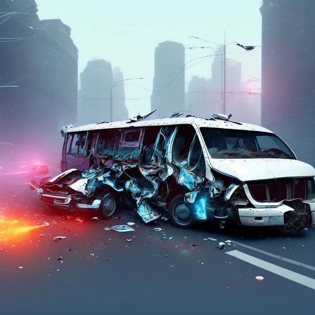 Unspecified bus occupant injured in collision with unspecified motor vehicles in nontraffic accident, subsequent encounter digital illustration