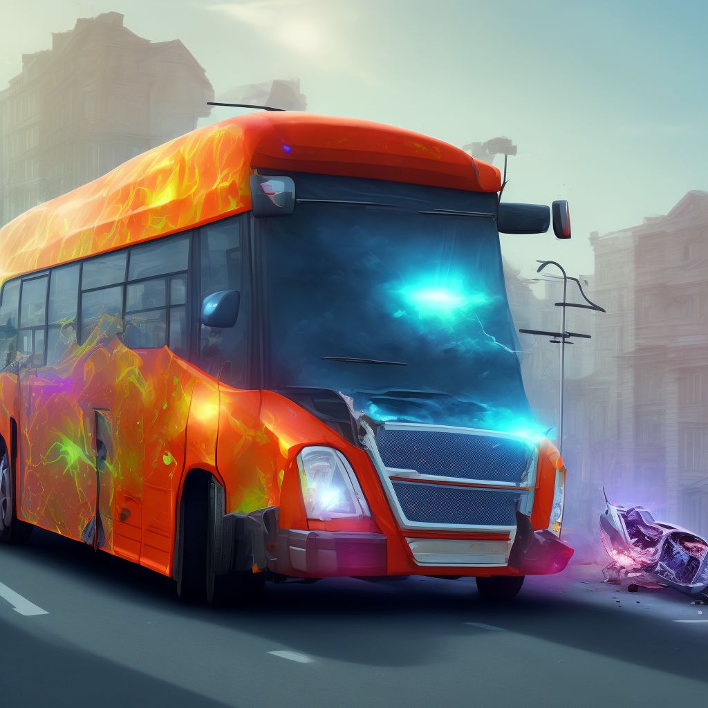 Unspecified bus occupant injured in collision with other motor vehicles in nontraffic accident, sequela digital illustration