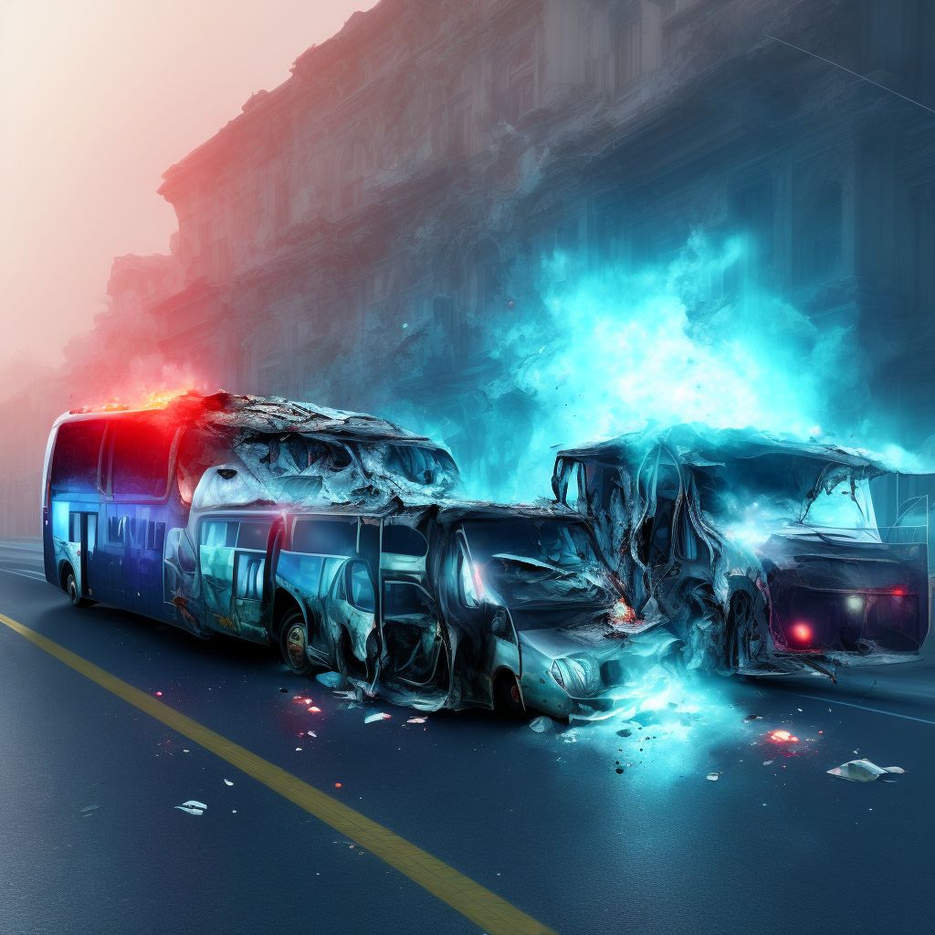 Bus occupant (driver) (passenger) injured in unspecified nontraffic accident, initial encounter digital illustration