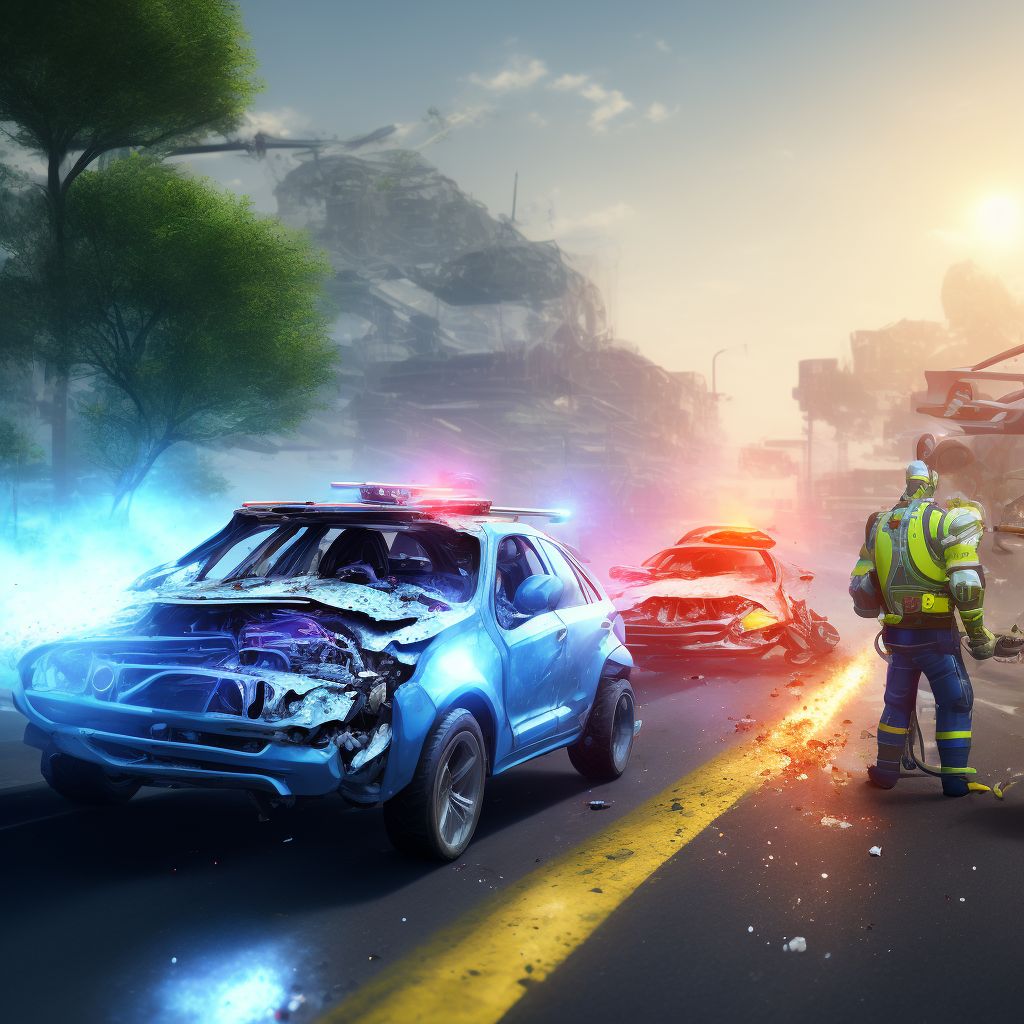 Person on outside of special agricultural vehicle injured in traffic accident, initial encounter digital illustration