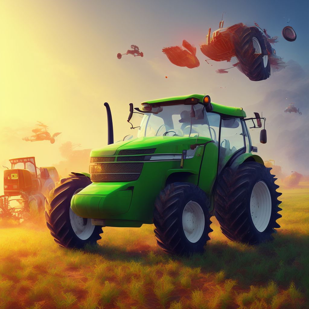 Driver of special agricultural vehicle injured in nontraffic accident, sequela digital illustration