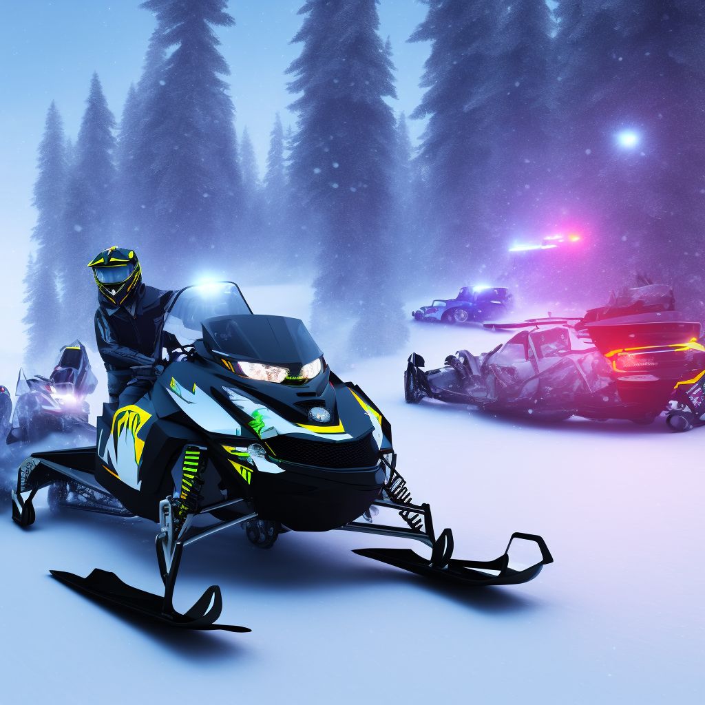 Driver of snowmobile injured in traffic accident, initial encounter digital illustration