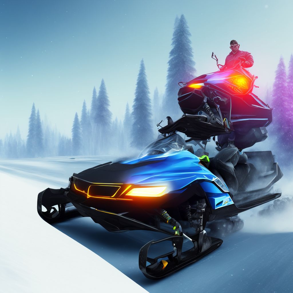 Passenger of snowmobile injured in traffic accident, initial encounter digital illustration