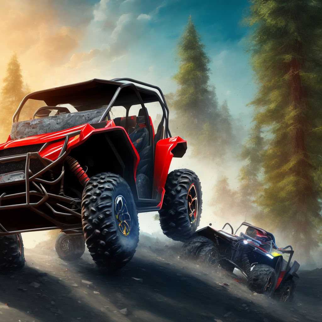 Passenger of 3- or 4- wheeled all-terrain vehicle (ATV) injured in traffic accident, subsequent encounter digital illustration