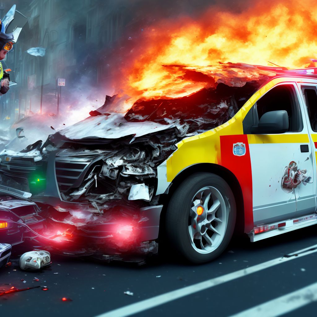 Unspecified occupant of ambulance or fire engine injured in traffic accident, initial encounter digital illustration