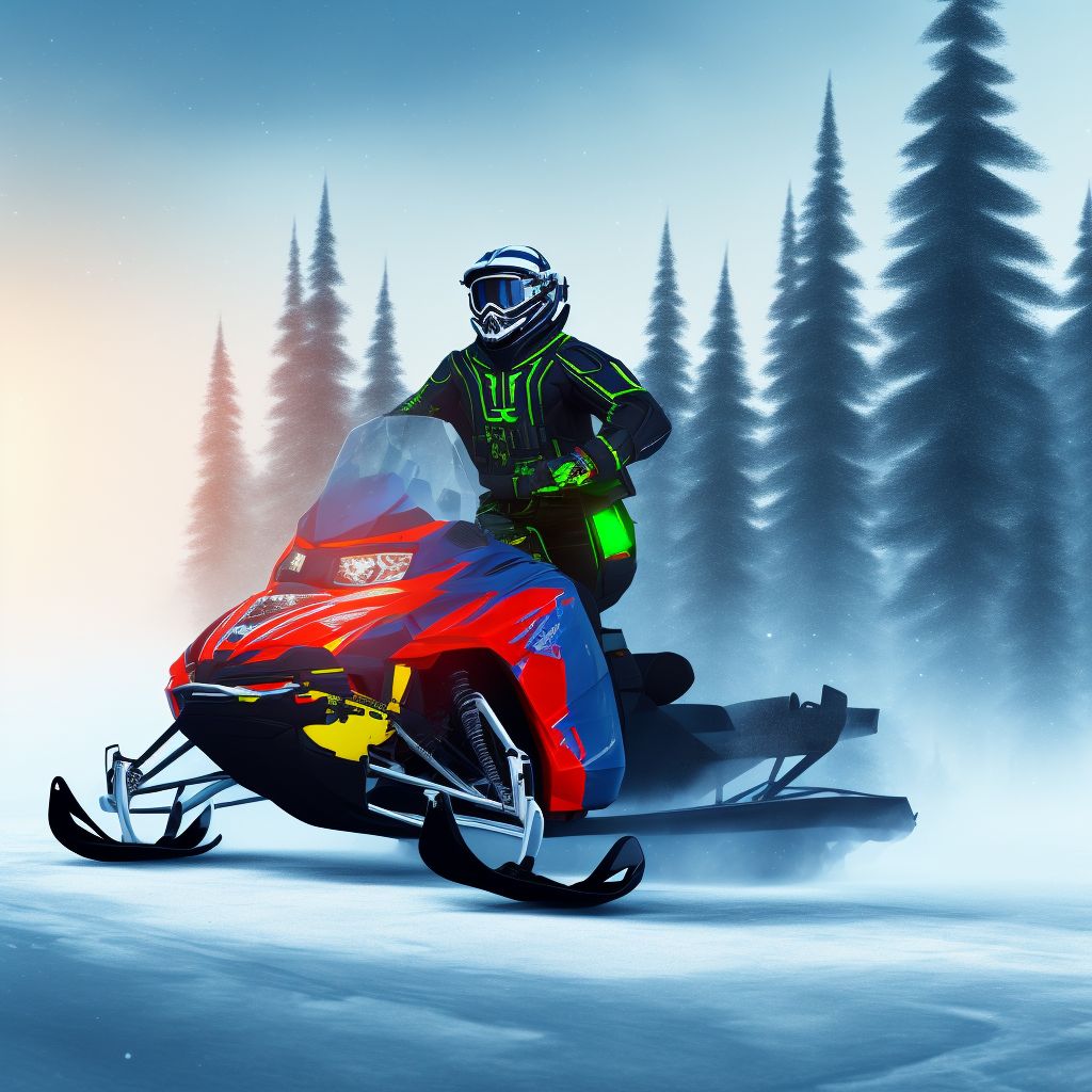 Unspecified occupant of snowmobile injured in traffic accident, subsequent encounter digital illustration