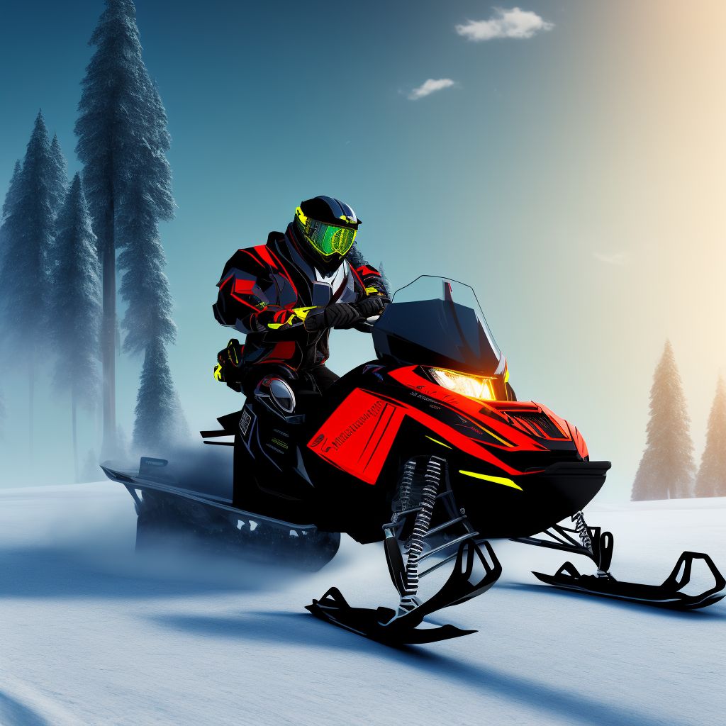 Unspecified occupant of snowmobile injured in traffic accident, sequela digital illustration