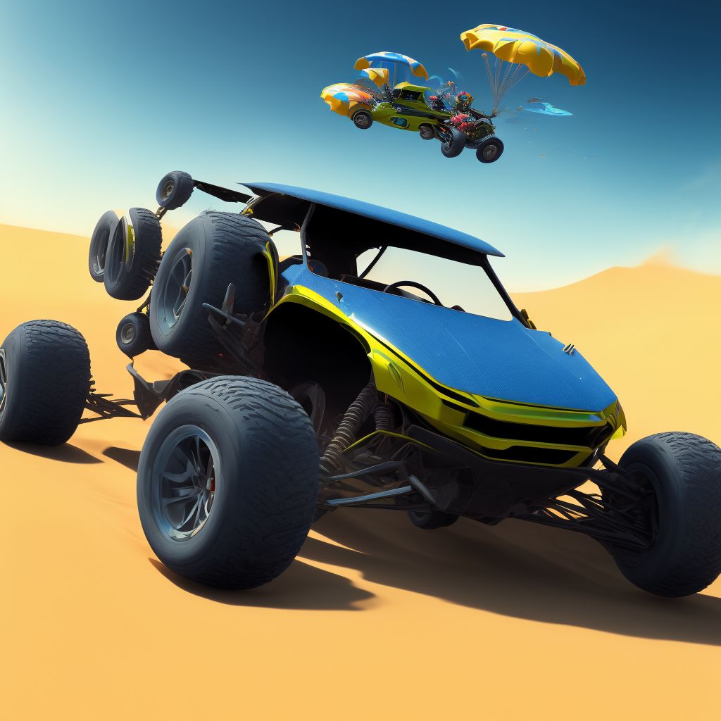 Unspecified occupant of dune buggy injured in traffic accident, subsequent encounter digital illustration