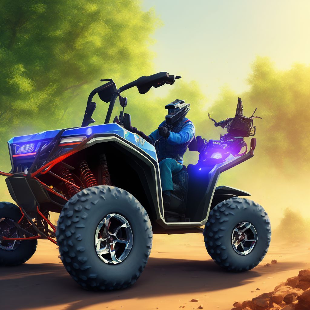 Unspecified occupant of 3- or 4- wheeled all-terrain vehicle (ATV) injured in traffic accident, initial encounter digital illustration