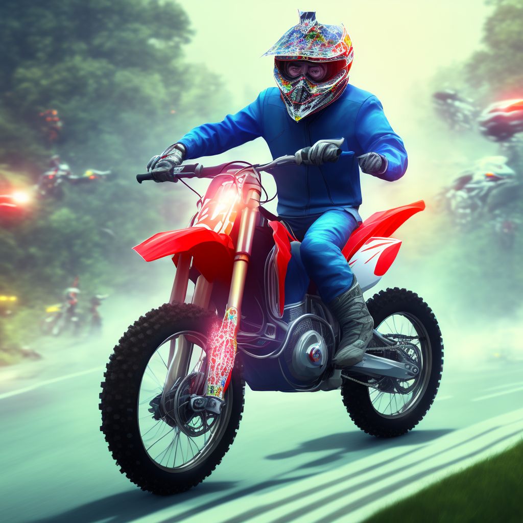 Unspecified occupant of dirt bike or motor/cross bike injured in traffic accident, initial encounter digital illustration