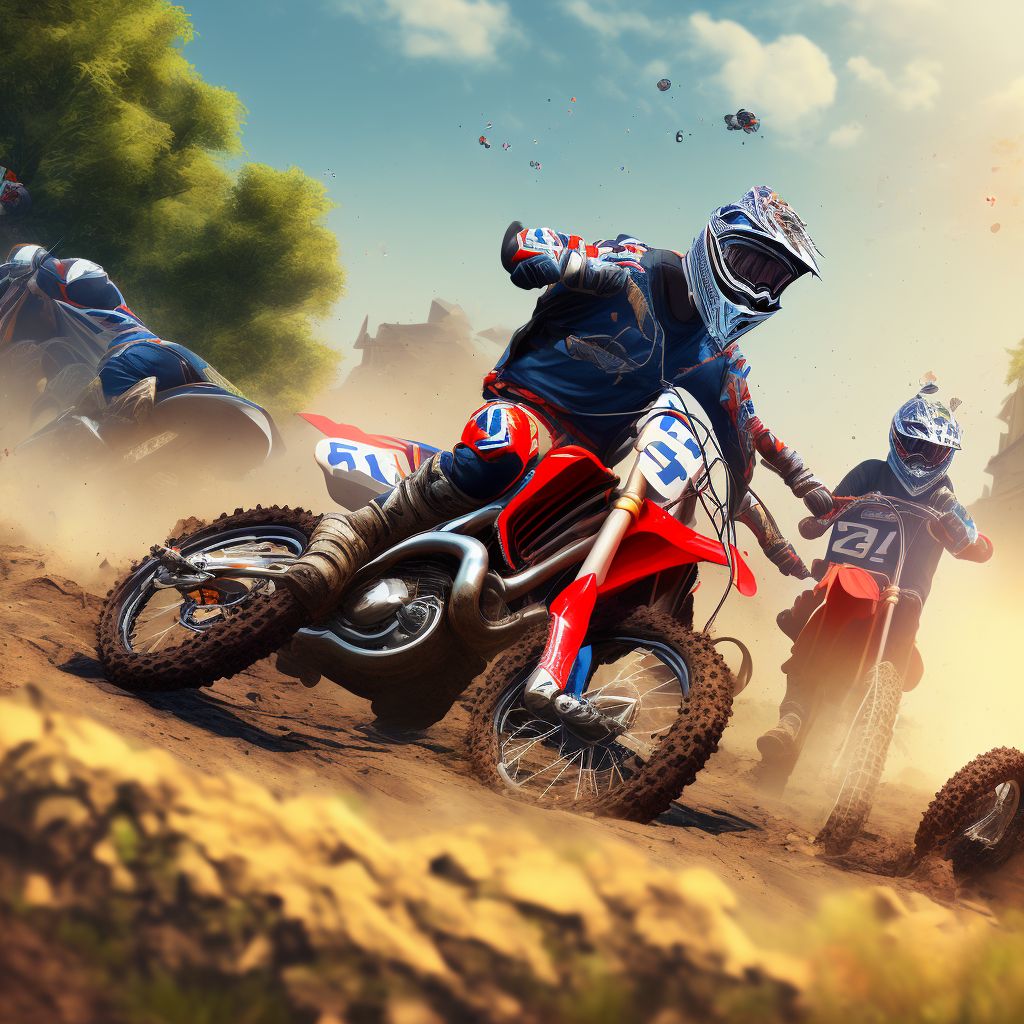 Unspecified occupant of dirt bike or motor/cross bike injured in traffic accident, subsequent encounter digital illustration