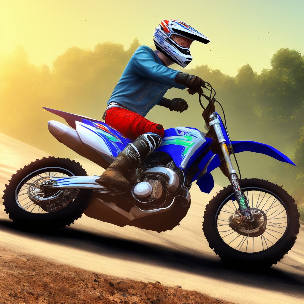 Unspecified occupant of dirt bike or motor/cross bike injured in traffic accident, sequela digital illustration