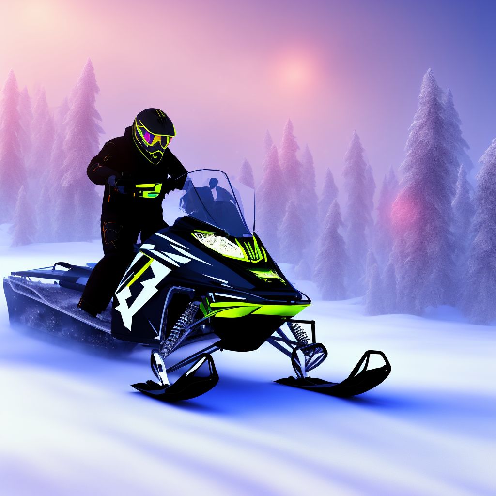 Person injured while boarding or alighting from snowmobile, sequela digital illustration