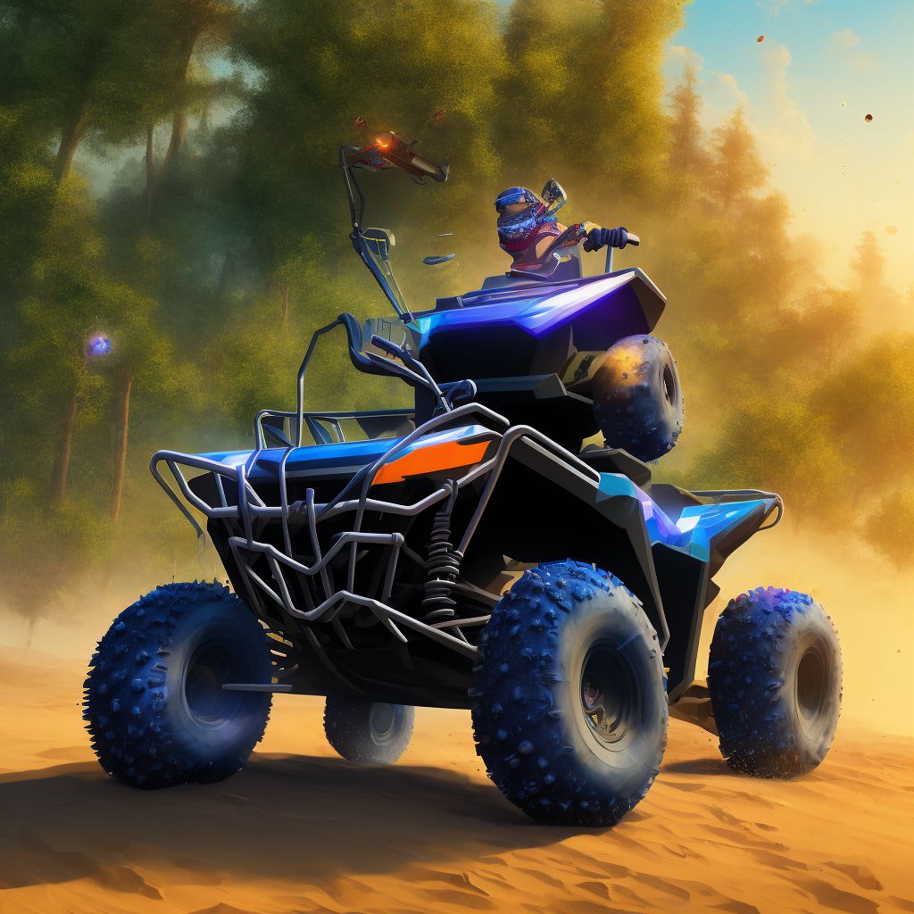 Person injured while boarding or alighting from a 3- or 4- wheeled all-terrain vehicle (ATV), initial encounter digital illustration