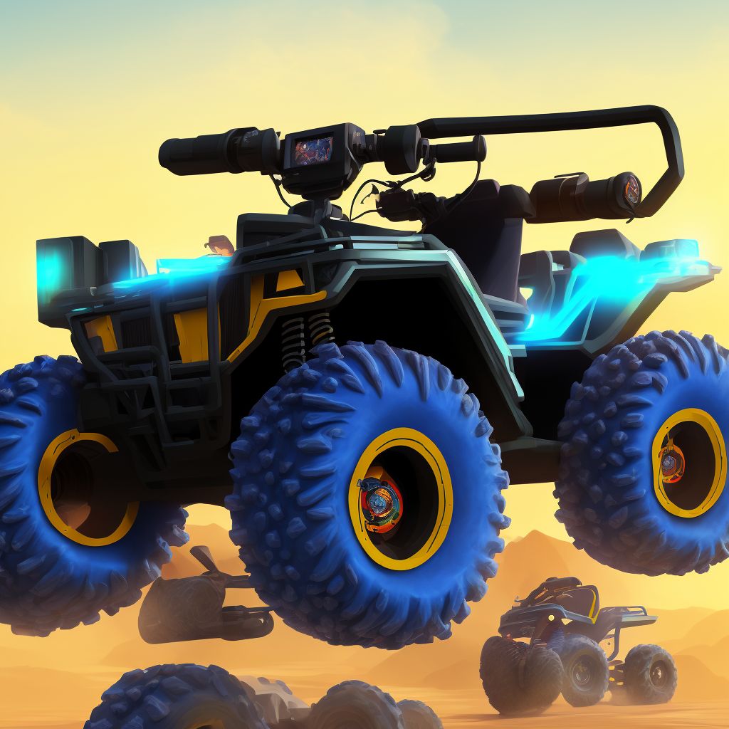 Person injured while boarding or alighting from a 3- or 4- wheeled all-terrain vehicle (ATV), sequela digital illustration