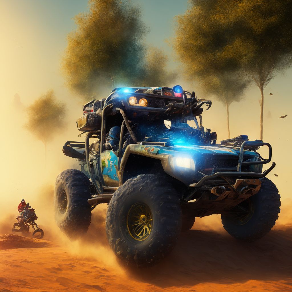 Person injured while boarding or alighting from other special all-terrain or other off-road motor vehicle, subsequent encounter digital illustration