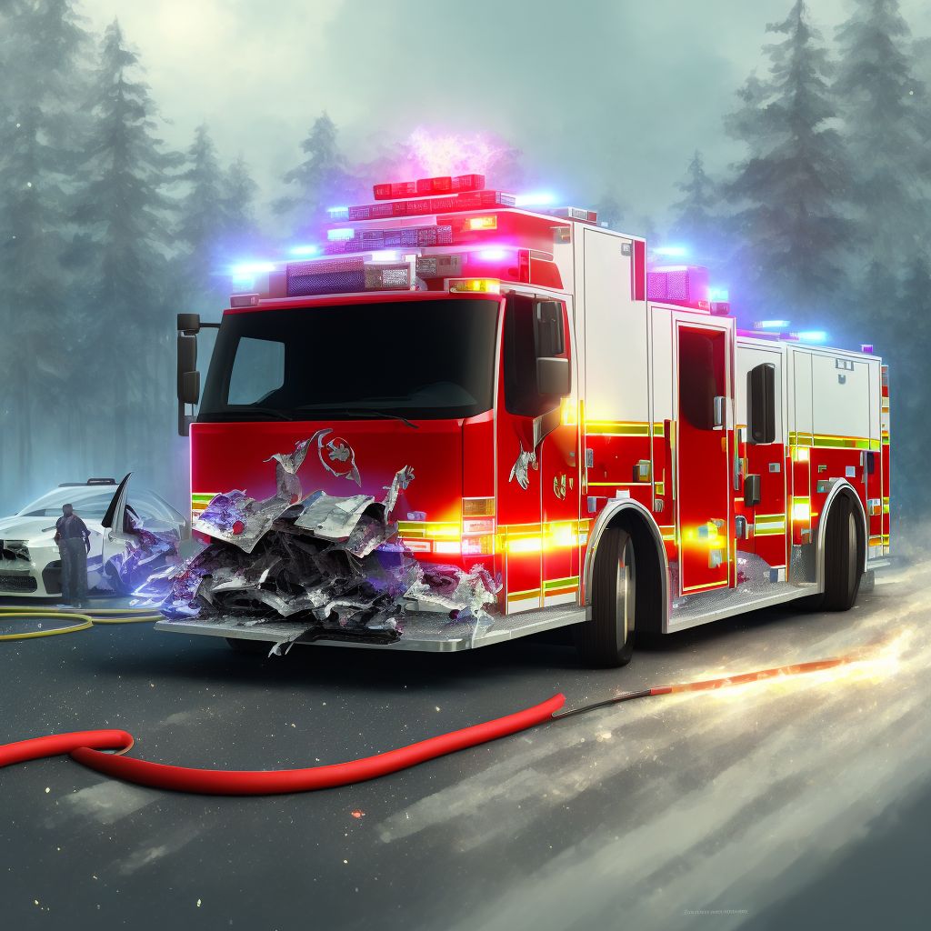 Driver of ambulance or fire engine injured in nontraffic accident, initial encounter digital illustration