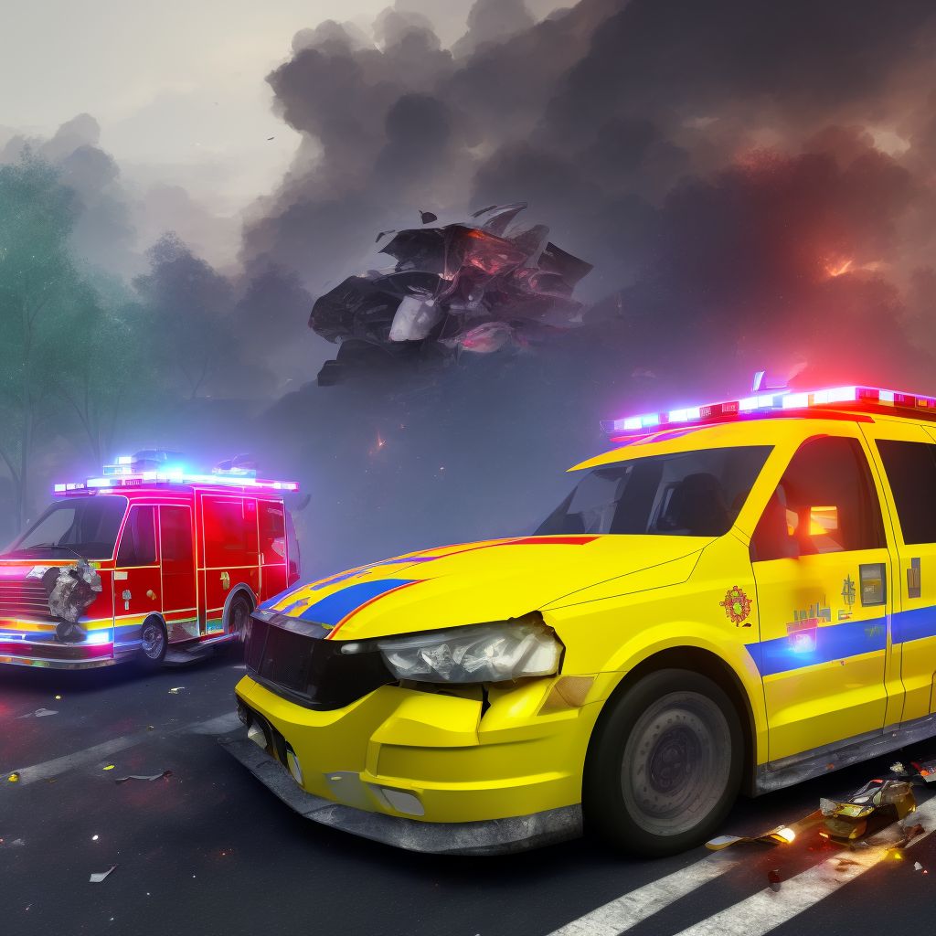 Driver of ambulance or fire engine injured in nontraffic accident, subsequent encounter digital illustration