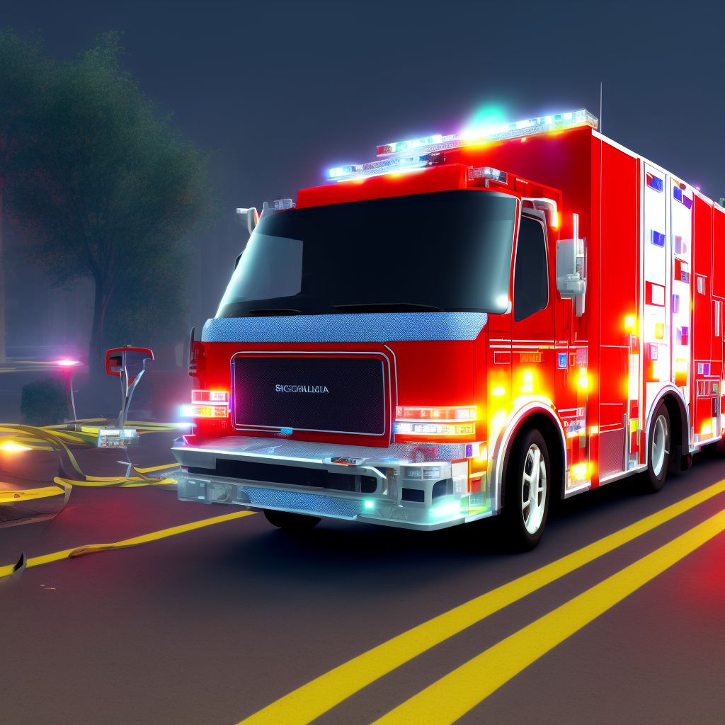 Driver of ambulance or fire engine injured in nontraffic accident, sequela digital illustration