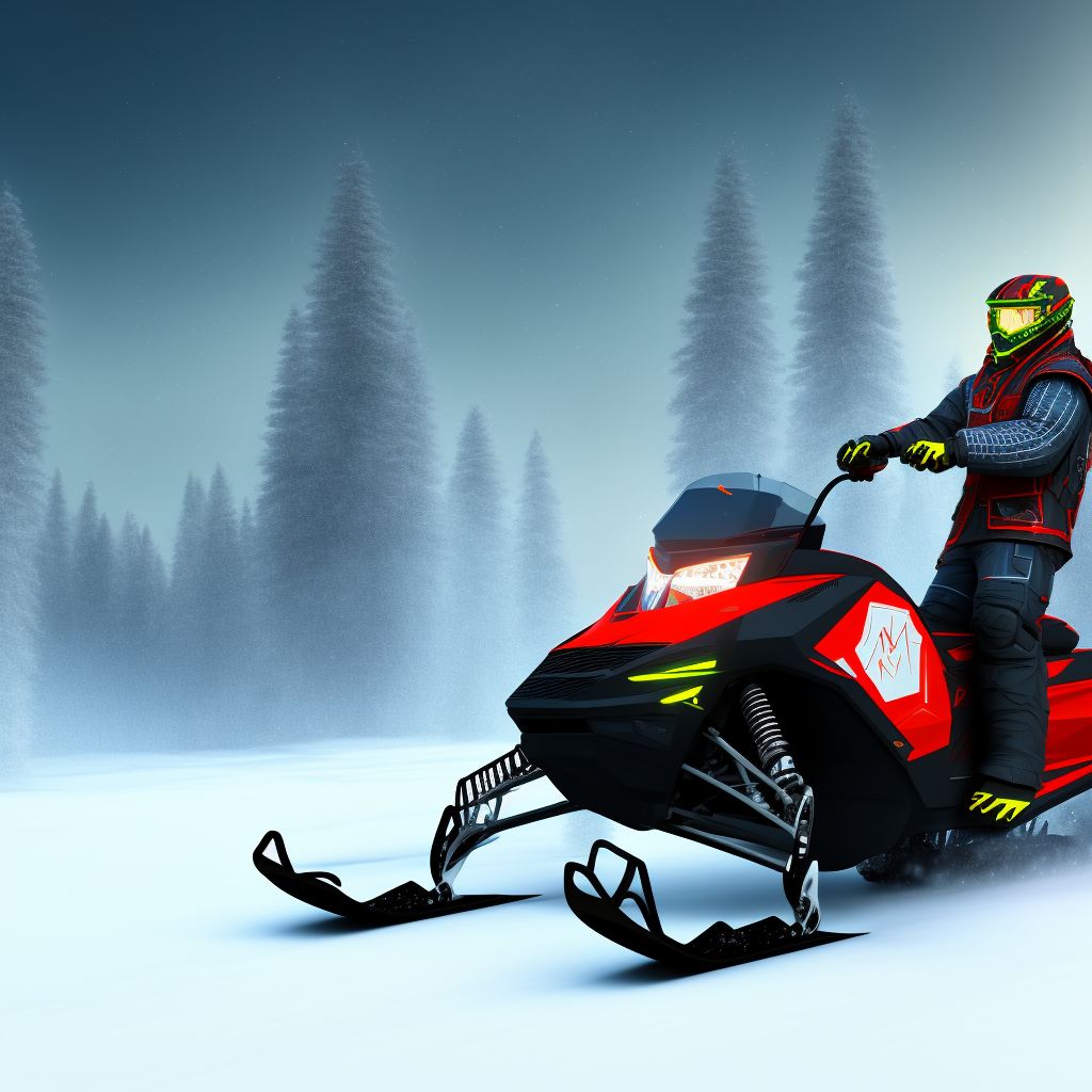 Driver of snowmobile injured in nontraffic accident, sequela digital illustration